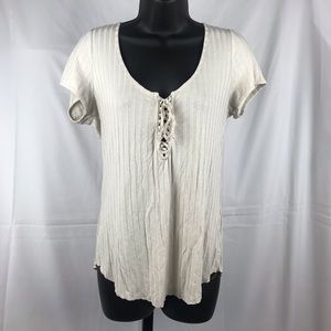 H&M Cream Lace Up Top LG
